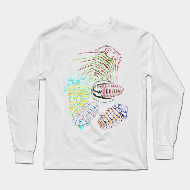 Silurian and Devonian Era Trilobites Long Sleeve T-Shirt by RaLiz